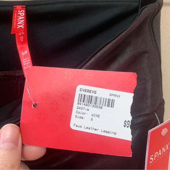 Spanx Faux Leather Leggings in Wine Size Small NWT New - Picture 14 of 16